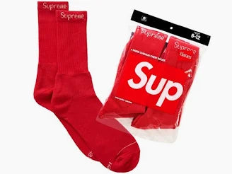 Red Supreme X hanes socks (4 pair)